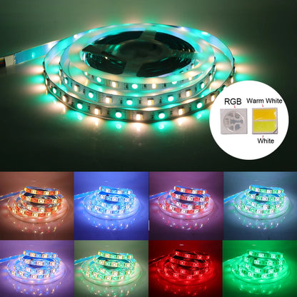 12V LED Strip 5050 RGB Warm White Light 5m Waterproof 60LED/m Flexible LED Tape Lights Decor Lighting
