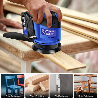 21V Cordless Orbital Sander with 1X 1.5Ah Battery & Charger,3-Speed Control,Perfect for Sanding, Polishing Wood & Metal Surfaces