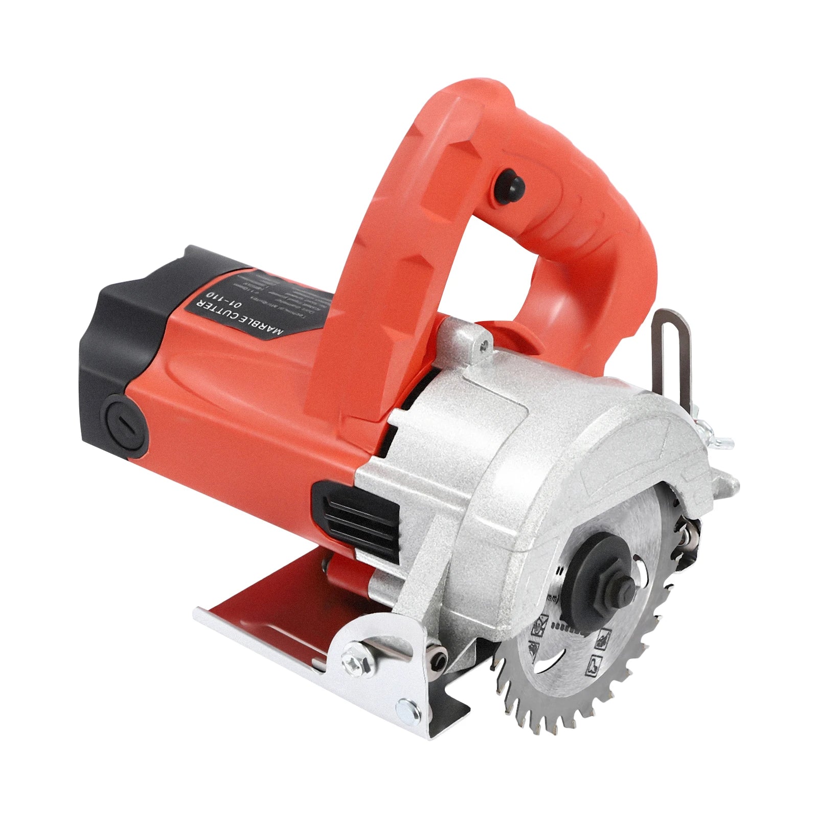 Modern Handheld Cutting Machine 1580W Red Corded Electric Saw 2 Blades 0-45° Bevel Angle for Cutting Stone and Wood