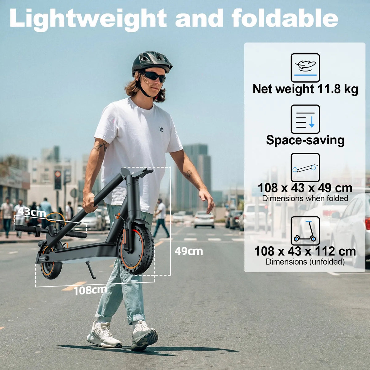 TODIMART T3 Foldable and Portable Electric Scooter with APP Control, 350W 36V 7.8Ah Motor, 25km/h Speed, 8.5" Tires
