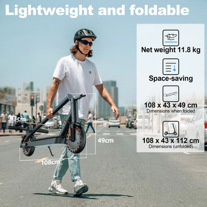 TODIMART T3 Foldable and Portable Electric Scooter with APP Control, 350W 36V 7.8Ah Motor, 25km/h Speed, 8.5" Tires