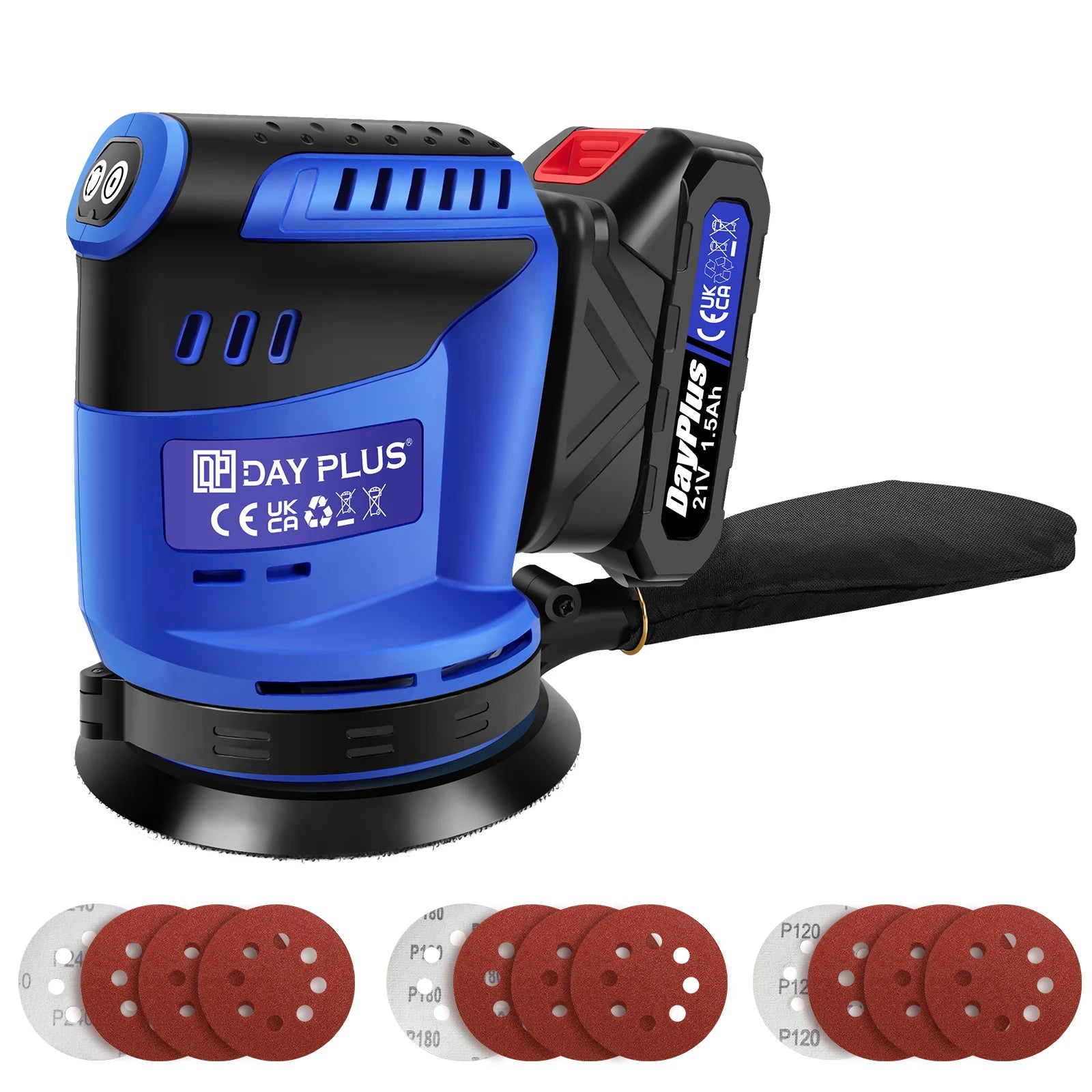 21V Cordless Orbital Sander with 1X 1.5Ah Battery & Charger,3-Speed Control,Perfect for Sanding, Polishing Wood & Metal Surfaces