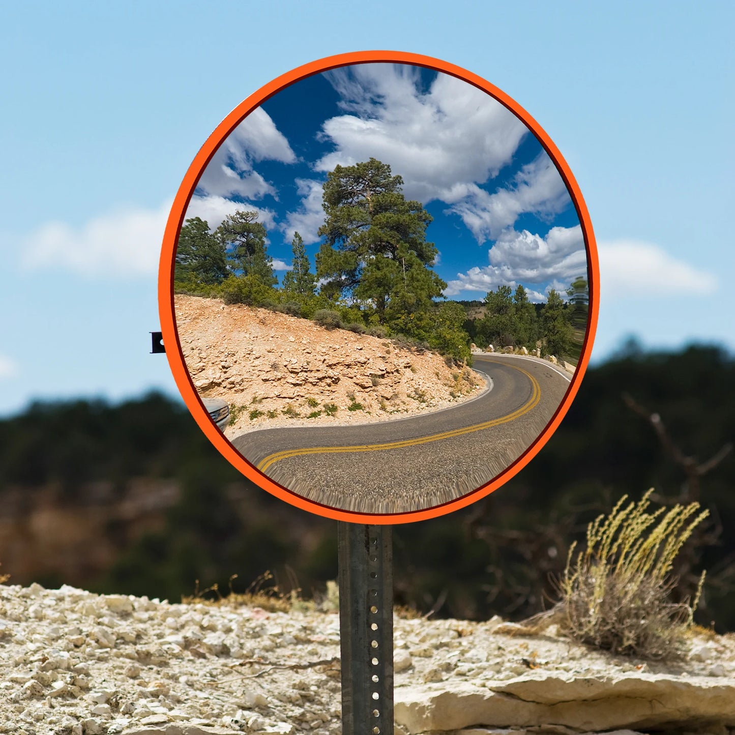 60cm Convex Traffic Mirror Wide Angle, Security Mirror Curved Road Mirror with Bracket, for Blind Spot Supermarket Road Parking