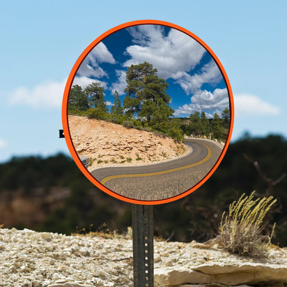 60cm Convex Traffic Mirror Wide Angle, Security Mirror Curved Road Mirror with Bracket, for Blind Spot Supermarket Road Parking