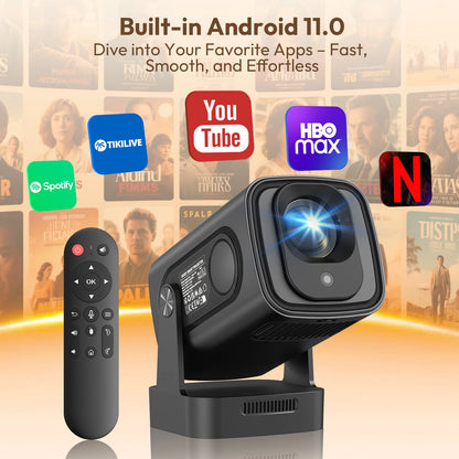 XGODY HY310 Mini Projector Auto Focus 4K Native 1080P 330ANSI Android11 5W Speaker Air Mouse Voice Assistant Home Cinema