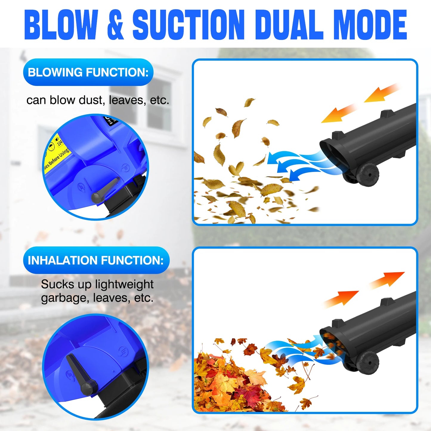 DayPlus Leaf Blower, 3 in 1 Garden Vacuum Leaf Shredder, Powerful Electric Garden Blower Household, 6 Variable Speed 35L Bag
