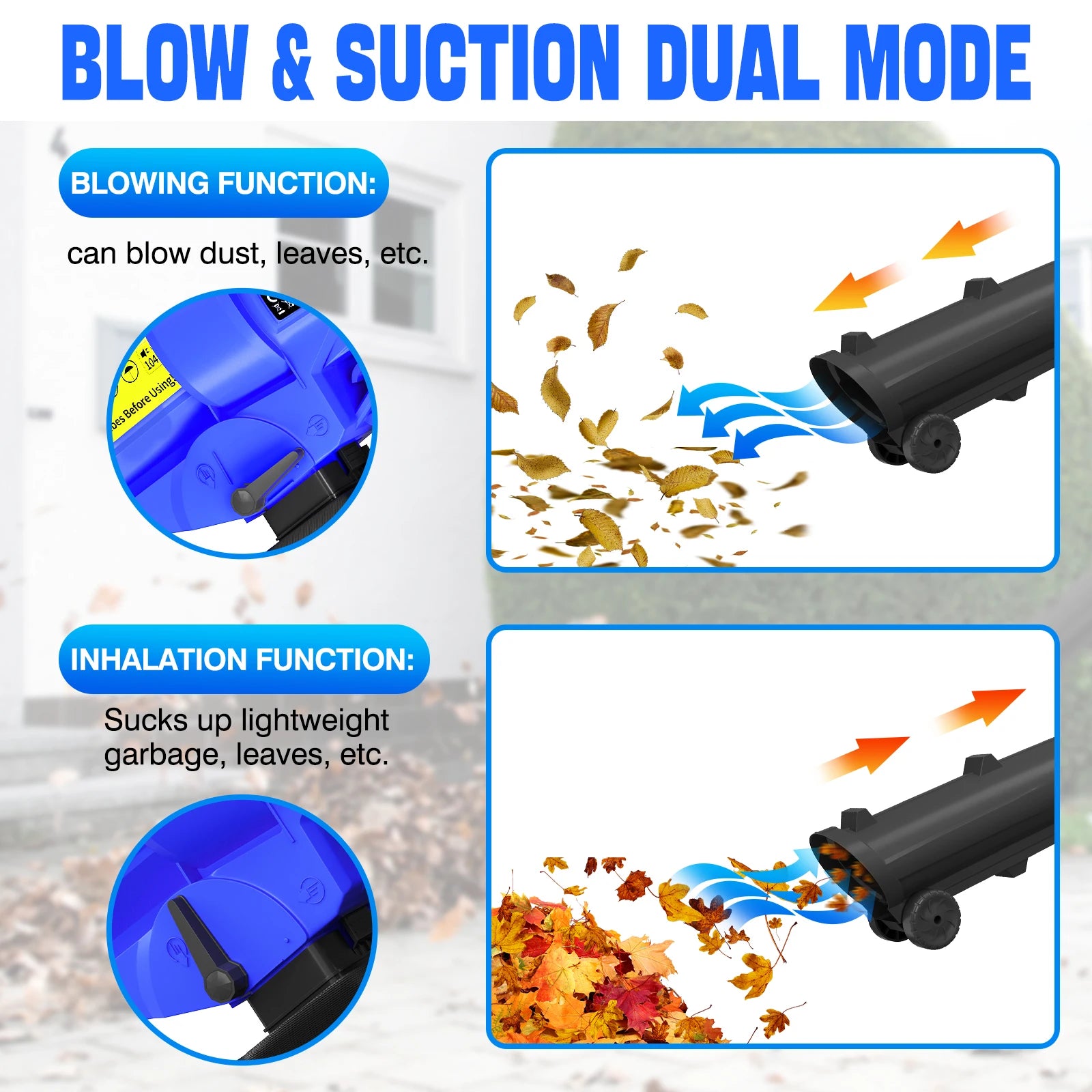 DayPlus Leaf Blower, 3 in 1 Garden Vacuum Leaf Shredder, Powerful Electric Garden Blower Household, 6 Variable Speed 35L Bag