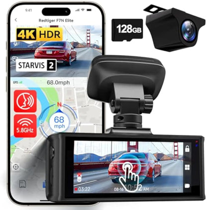 REDTIGER F7N ELITE 4K Dash Cam Front And Rear STARVIS 2 Sensor Built-in 5.8GHz WiFi GPS Car Camera WDR Dvr for 24H Parking Mode
