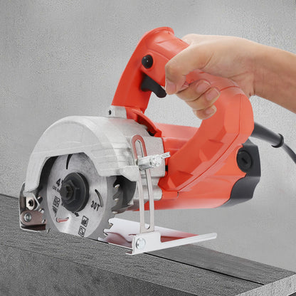 Modern Handheld Cutting Machine 1580W Red Corded Electric Saw 2 Blades 0-45° Bevel Angle for Cutting Stone and Wood