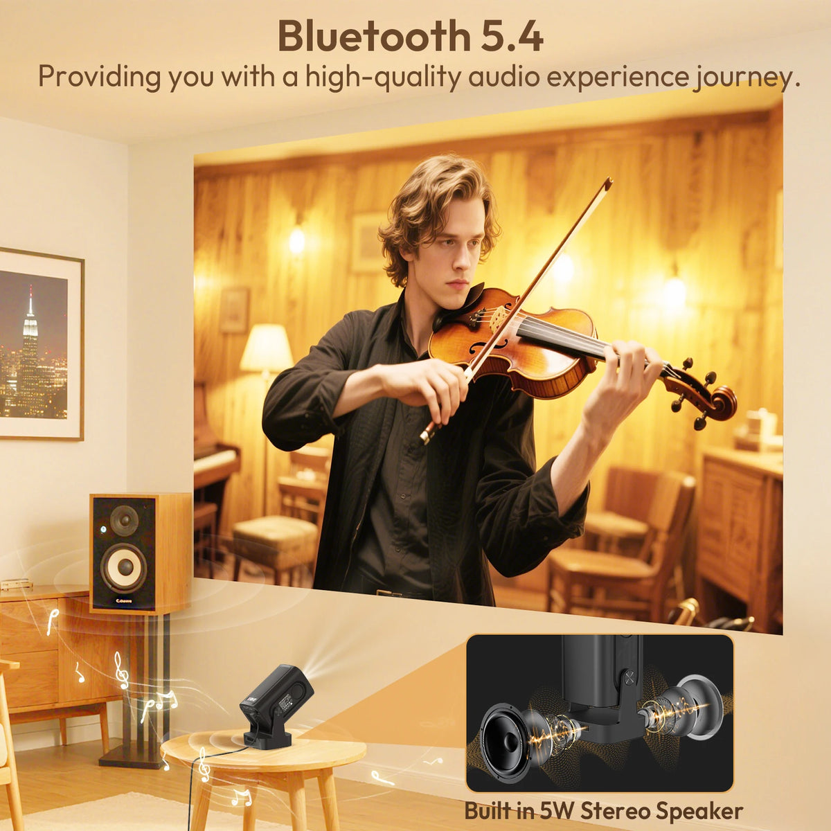XGODY HY310 Mini Projector Auto Focus 4K Native 1080P 330ANSI Android11 5W Speaker Air Mouse Voice Assistant Home Cinema