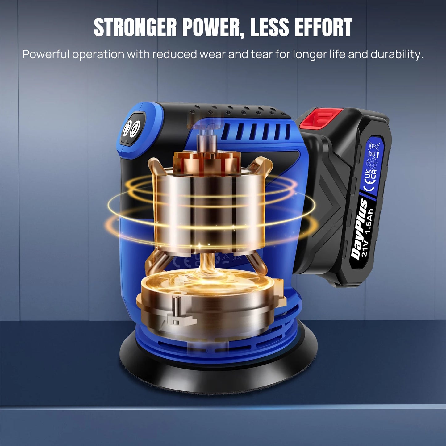21V Cordless Orbital Sander with 1X 1.5Ah Battery & Charger,3-Speed Control,Perfect for Sanding, Polishing Wood & Metal Surfaces