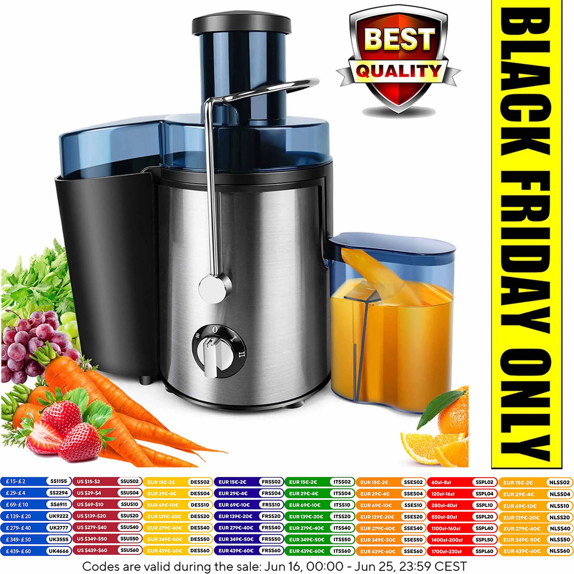 DayPlus Juicer Machines Centrifugal Juicer Extractor Max Power 1000W, Wide Mouth Feed Chute for Fruit and Vegetables, 400W Motor